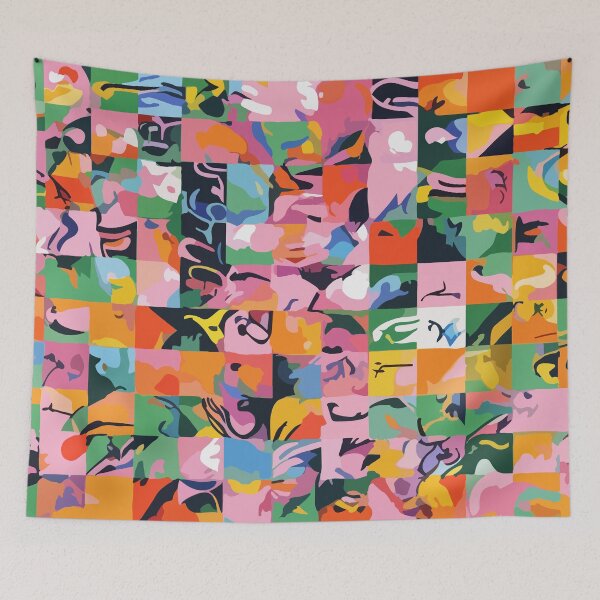 Item preview, Life On a Checkboard, Abstract Maximalism Eclectic Painting, Bohemian Pop of Color Illustration designed and sold by 83oranges.com.