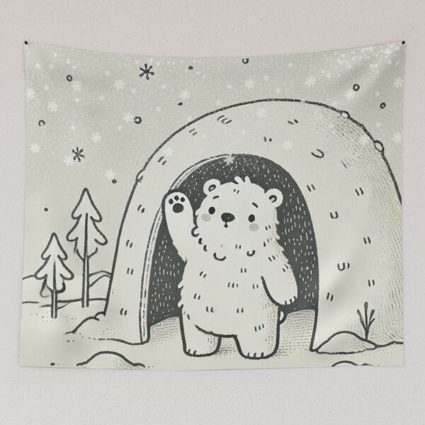 Item preview, Friendly Polar Bear in Snowy Den designed and sold by LyssasMindArt.