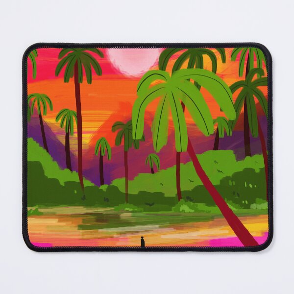 Item preview, My Shadow & I, Sunset Painting Lake Beach Seashore, Tropical Nature Landscape Colorful Bohemian Traditional, Travel Concept Companion designed and sold by 83oranges.com.
