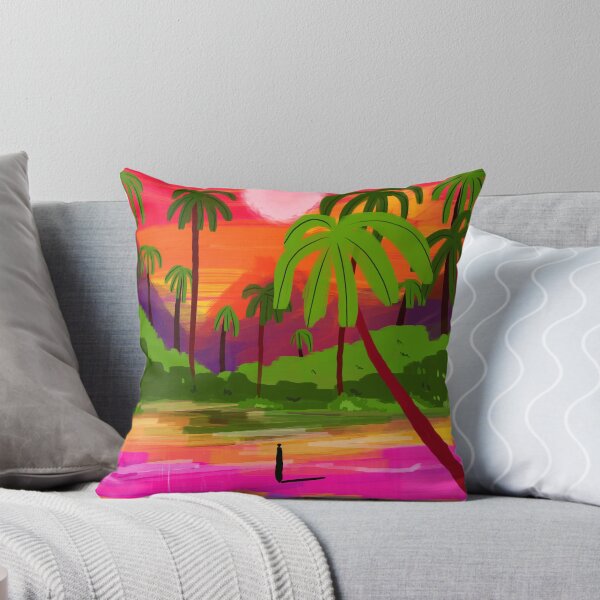 Item preview, My Shadow & I, Sunset Painting Lake Beach Seashore, Tropical Nature Landscape Colorful Bohemian Traditional, Travel Concept Companion designed and sold by 83oranges.com.