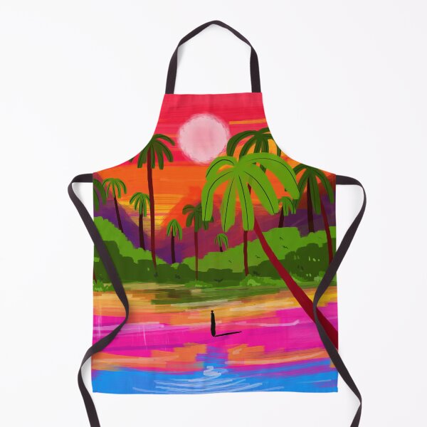 Item preview, My Shadow & I, Sunset Painting Lake Beach Seashore, Tropical Nature Landscape Colorful Bohemian Traditional, Travel Concept Companion designed and sold by 83oranges.com.