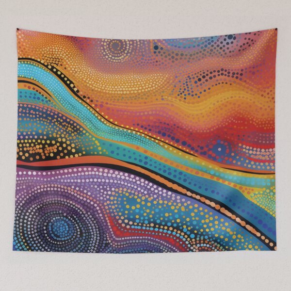 Item preview, Aboriginal Inspired Dot Art - Water Stream designed and sold by GrinGalore.