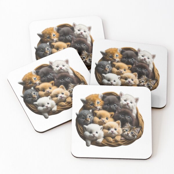 Item preview, Adorable Fluffy Kittens in a Basket: A Diverse Group Portrait designed and sold by gallofoto.