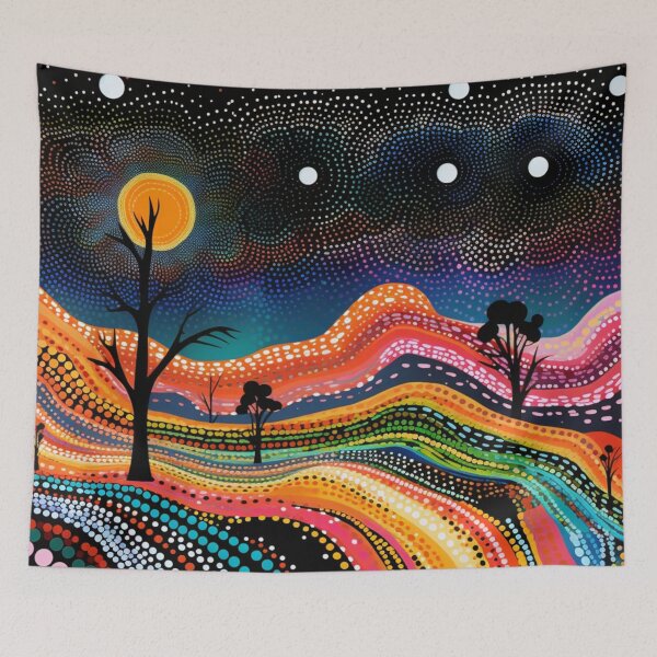 Item preview, Aboriginal Inspired Dot Art - Beautiful Night Valley designed and sold by GrinGalore.