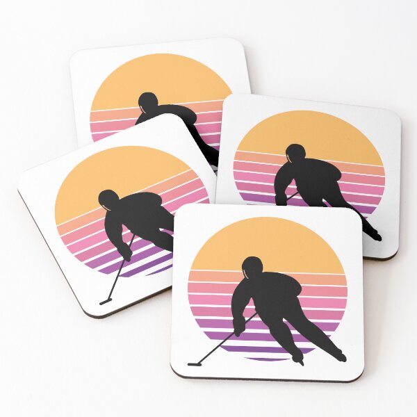 Item preview, Ringette player silhuette against a retro gradient sunset designed and sold by EmeraldeaArt.
