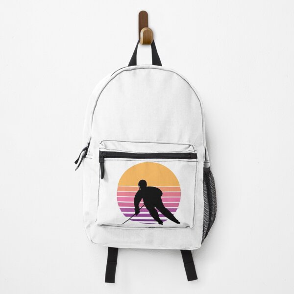 Item preview, Ringette player silhuette against a retro gradient sunset designed and sold by EmeraldeaArt.