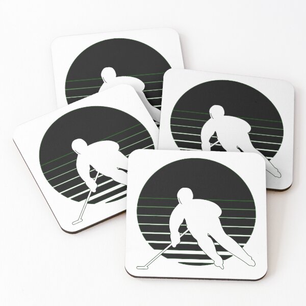 Item preview, Ringette player silhuette against a sunset black and white designed and sold by EmeraldeaArt.