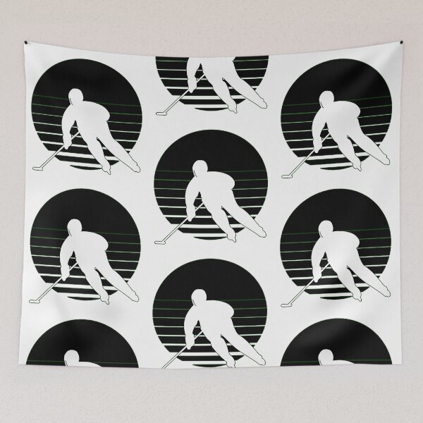 Item preview, Ringette player silhuette against a sunset black and white designed and sold by EmeraldeaArt.