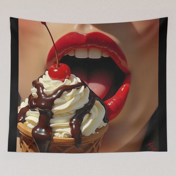Item preview, "Sexy Mouth with Sunday Ice Cream Cone" Sexy Mouth - Mouth - Lips - Tongue designed and sold by Nico Simon Princely.