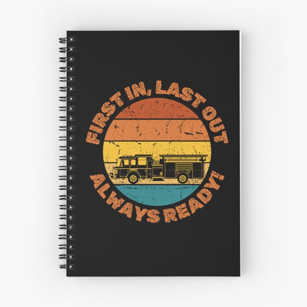 Item preview, Firefighter First In Last Out Always Ready Retro Sunset Colors With Fire Truck designed and sold by TymekStore.