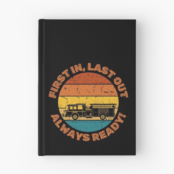 Item preview, Firefighter First In Last Out Always Ready Retro Sunset Colors With Fire Truck designed and sold by TymekStore.