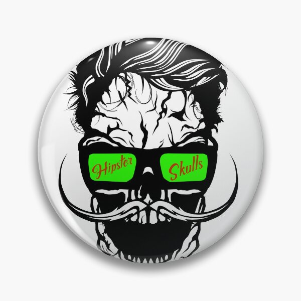 Item preview, hipster skull head futuristic glasses skull mustache fancy hairstyle designed and sold by Achille3777.