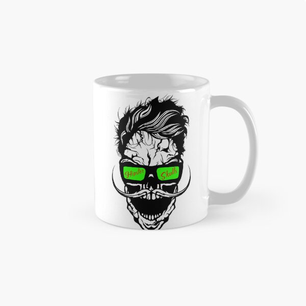 Item preview, hipster skull head futuristic glasses skull mustache fancy hairstyle designed and sold by Achille3777.