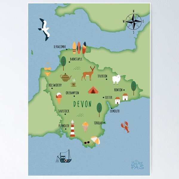 Item preview, Mapa ilustrado de Devon designed and sold by ymkesinfogr.
