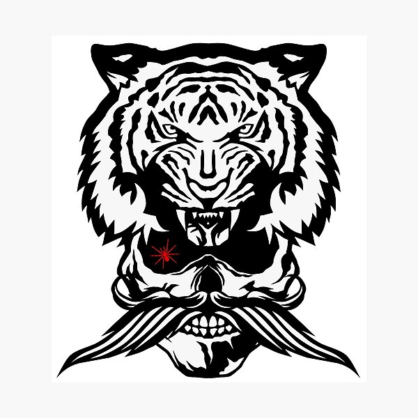 Item preview, skull hipster skull mustache headdress tiger tribal mustached designed and sold by Achille3777.