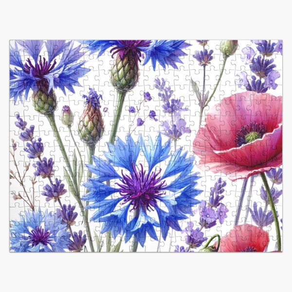 Item preview, Watercolor Cornflowers and Poppies Floral Art designed and sold by Monika Howarth.
