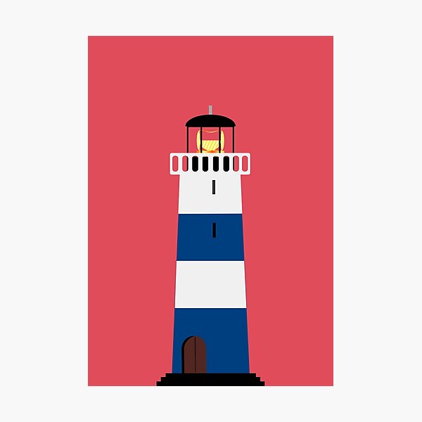Item preview, Blue and White Lighthouse on Red Background designed and sold by 45CreativeClub.