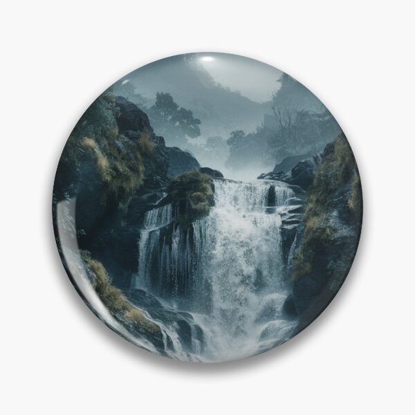 Item preview, Serene Waterfall in Lush Forest - Nature Landscape Art Print | Tranquil Waterfall Design for Home Decor designed and sold by joanwatson45.