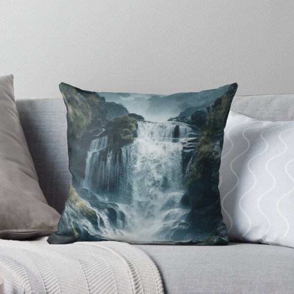 Item preview, Serene Waterfall in Lush Forest - Nature Landscape Art Print | Tranquil Waterfall Design for Home Decor designed and sold by joanwatson45.