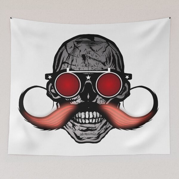 Item preview, skull hipster skull mustache mustached round sunglasses designed and sold by Achille3777.