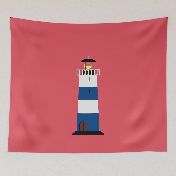 Item preview, Blue and White Lighthouse on Red Background designed and sold by 45CreativeClub.