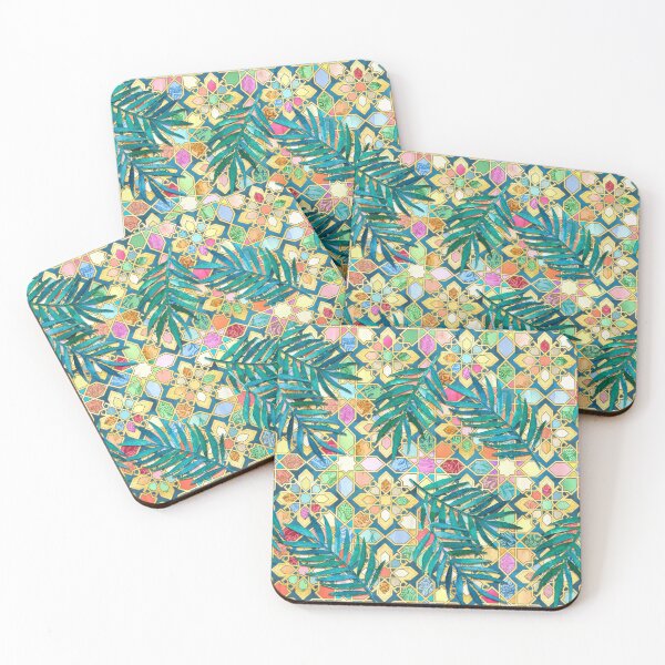 Item preview, Gilded Moroccan Mosaic Tiles with Palm Leaves designed and sold by micklyn.