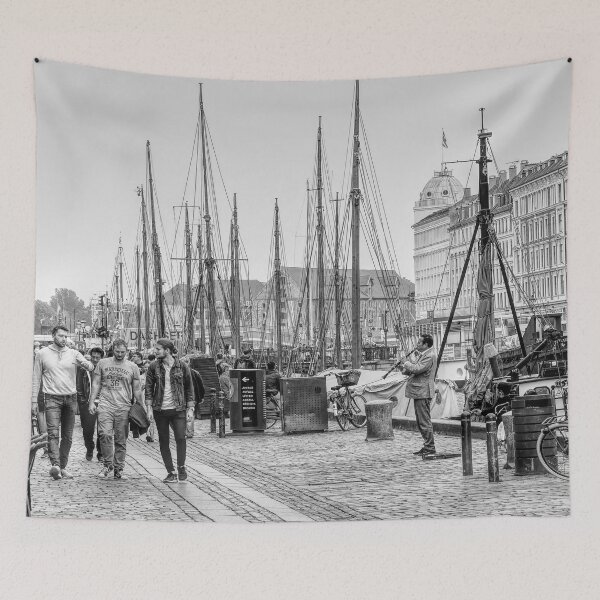 Item preview, People on Canalside Copenhagen Monochrome designed and sold by jalfc46.