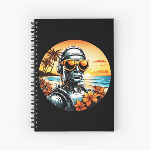 Item preview, Robot with Sunglasses at Sunset in Hawaii with Orchids designed and sold by NautiChic.