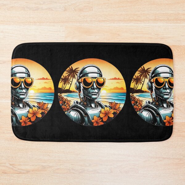 Item preview, Robot with Sunglasses at Sunset in Hawaii with Orchids designed and sold by NautiChic.