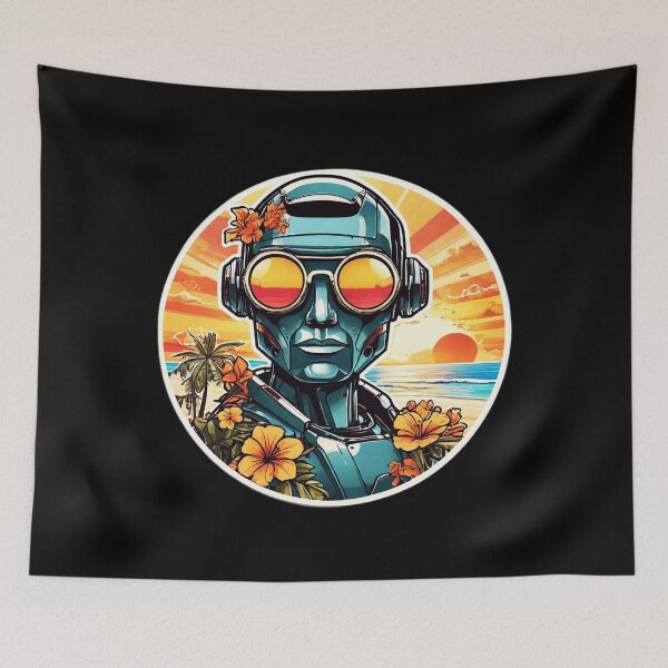 Item preview, Summer Robot with Sunglasses by the Beach in Hawaii designed and sold by NautiChic.