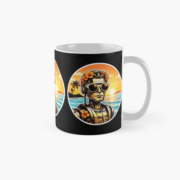 Item preview, Cool Robot with Sunglasses by the Beach with Hawaii Orchids designed and sold by NautiChic.