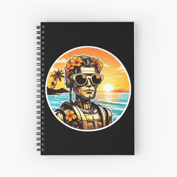 Item preview, Cool Robot with Sunglasses by the Beach with Hawaii Orchids designed and sold by NautiChic.