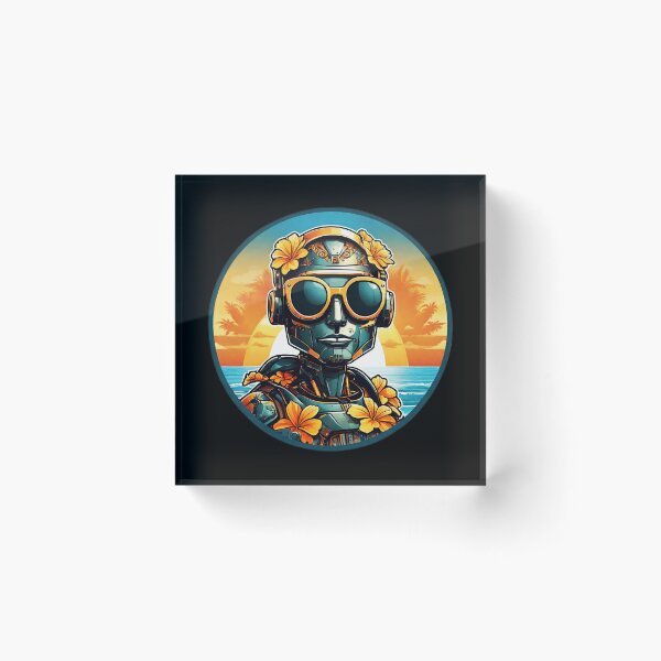Item preview, Holiday Robot with Sunglasses in Hawaii with Orchids designed and sold by NautiChic.