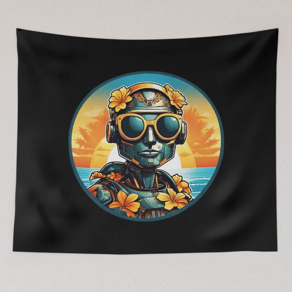 Item preview, Holiday Robot with Sunglasses in Hawaii with Orchids designed and sold by NautiChic.