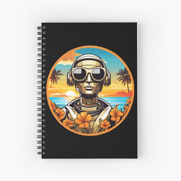 Item preview, Sunset Robot with Sunglasses in Hawaii with Orchids and Palm Trees designed and sold by NautiChic.