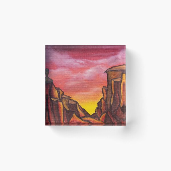 Item preview, Desert cliffs sunset oil painting by Bazil Zerinsky designed and sold by RedFinchDesigns.