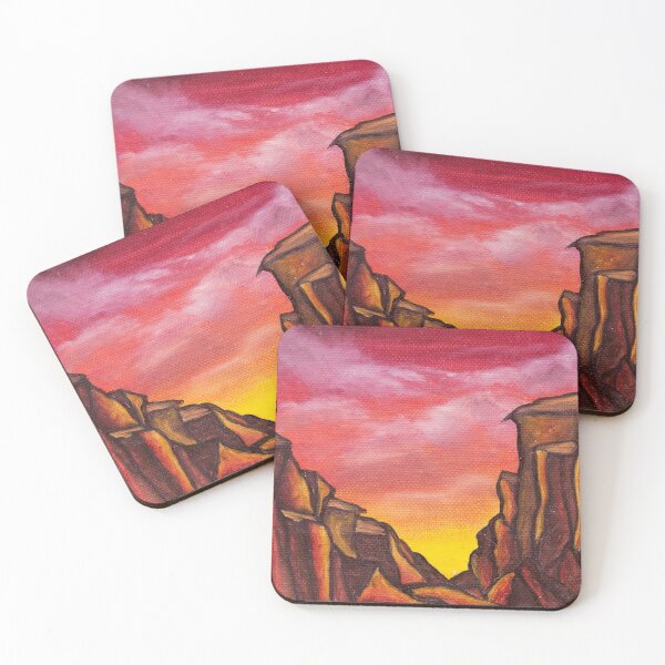 Item preview, Desert cliffs sunset oil painting by Bazil Zerinsky designed and sold by RedFinchDesigns.