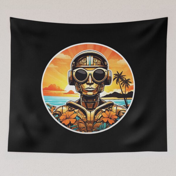 Item preview, Hawaii Robot with Sunglasses by The Beach at Sunset designed and sold by NautiChic.
