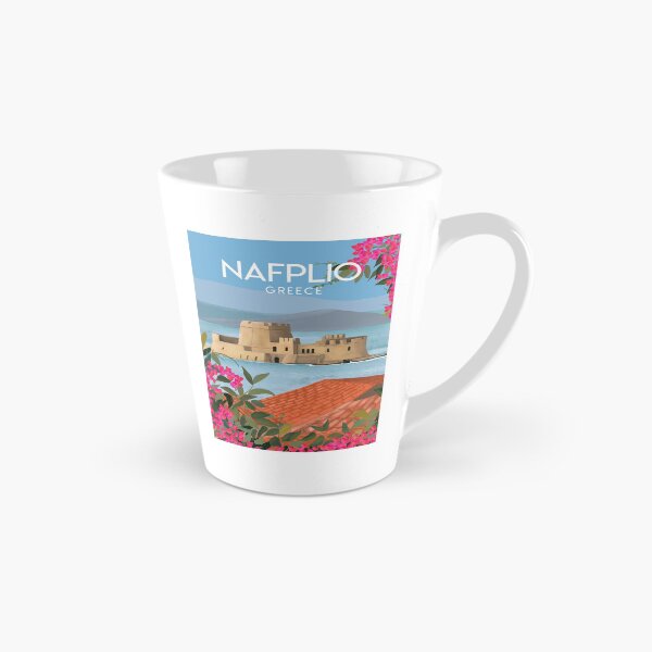 Item preview, Nafplio Greece, Bourtzi travel poster sticker print designed and sold by Arctic frame studio.