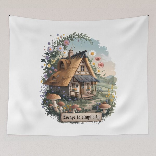 Item preview, Escape to Simplicity – Cozy Cottage Surrounded by Wildflowers designed and sold by ViviNyks.