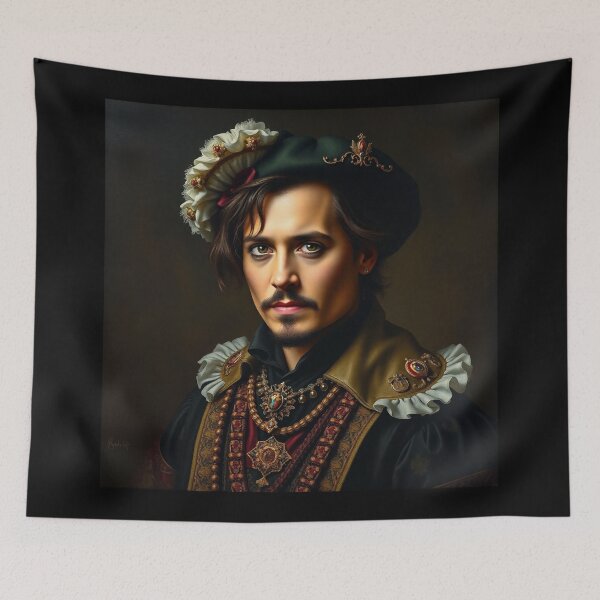 Item preview, The Marquis de Depp - Johnny Depp as a old time portrait designed and sold by Vintage Designs +.