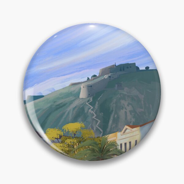 Item preview, Nafplio Greece palamidi travel poster print sticker designed and sold by Arctic frame studio.