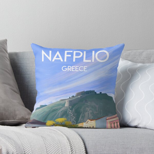 Item preview, Nafplio Greece palamidi travel poster print sticker designed and sold by Arctic frame studio.
