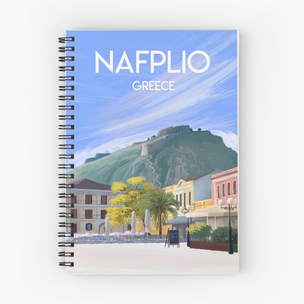 Item preview, Nafplio Greece palamidi travel poster print sticker designed and sold by Arctic frame studio.