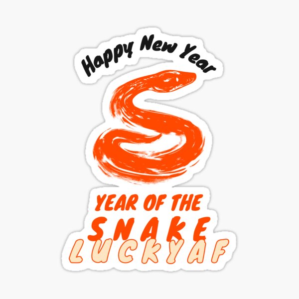 Aperçu de l'œuvre Année du serpent 蛇年 Lucky AF Bonne année créée et vendue par GraTEEtude.