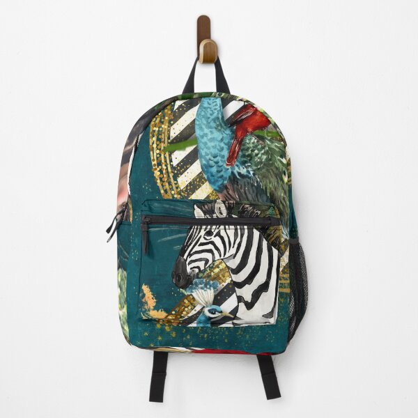 Item preview, Teal, vintage woman, Zebra and Peacock Collage designed and sold by Designs by Nikki-Louise.