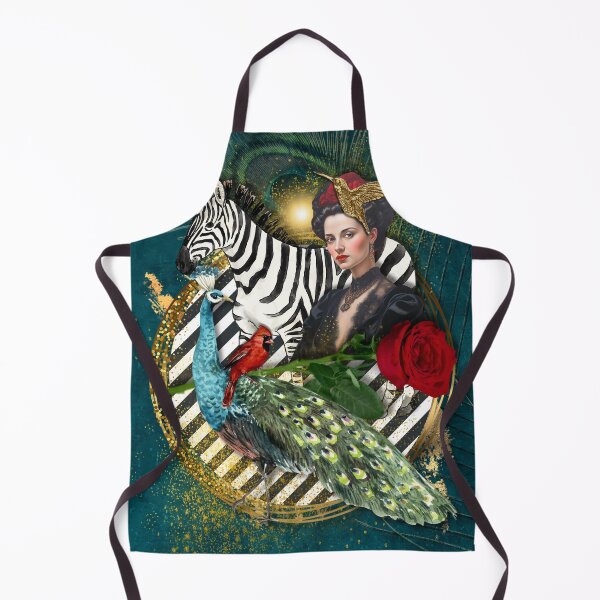 Item preview, Teal, vintage woman, Zebra and Peacock Collage designed and sold by  Designs by Nikki-Louise.