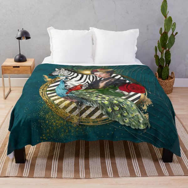 Item preview, Teal, vintage woman, Zebra and Peacock Collage designed and sold by Designs by Nikki-Louise.