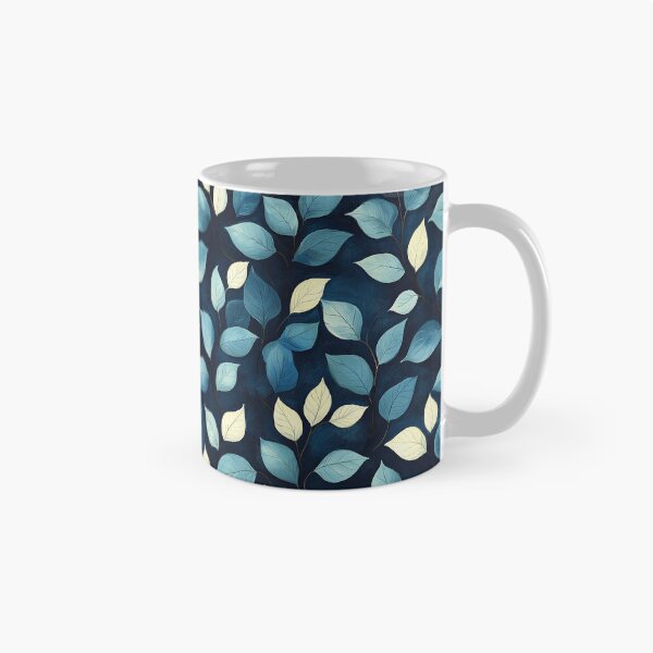 Artikelvorschau, Elegantes botanisches Blattmuster in Blau und Gold entworfen und verkauft von InkInduldge.