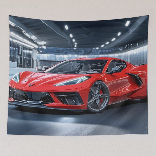 Item preview, Candy Apple Red Corvette E-Ray Poster – Electrified Performance in Stunning Red designed and sold by AutoPopStudio.